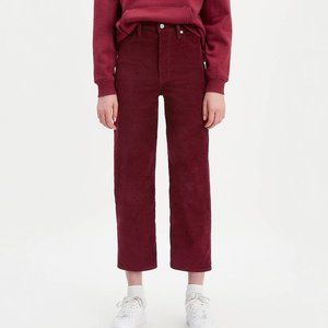 Levi's Ribcage Straight Ankle Courduroy Pants Shiraz Red